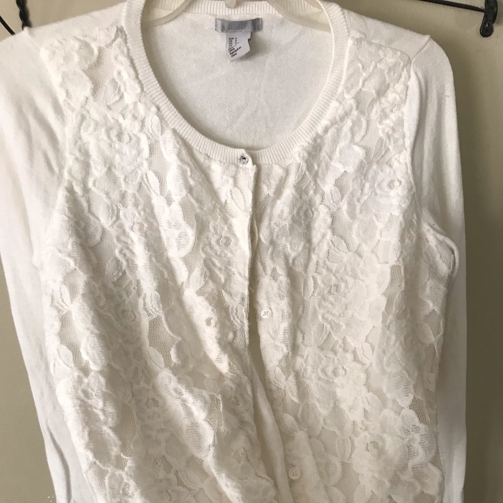 H&M cream lace cardigan